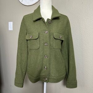 Joie Wool Blend Boxy Fit Shaket Button Front Jacket